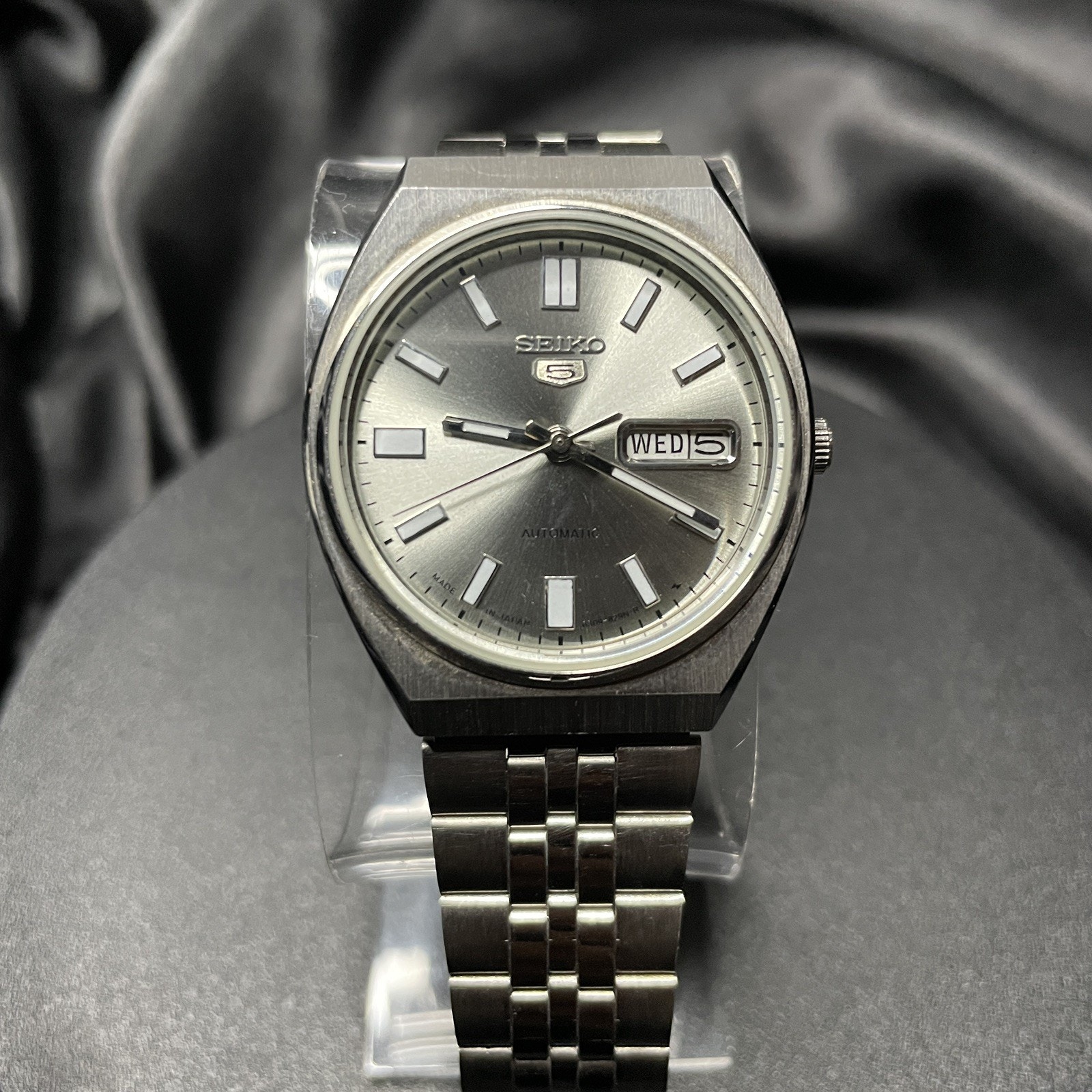 Vintage Seiko 5 Mens Automatic Watch 6309 Silver Dial DayDate